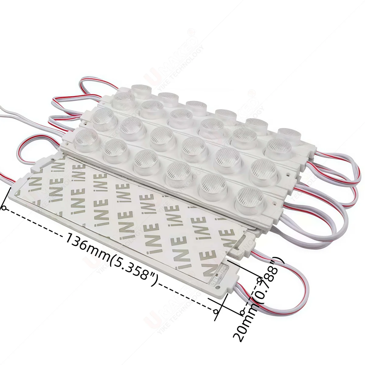 20pcs 136x20mm 2835 Injection Waterproof LED Module Light Strip 3W Power White Red Green Blue Yellow Pink Decorative Tape Light