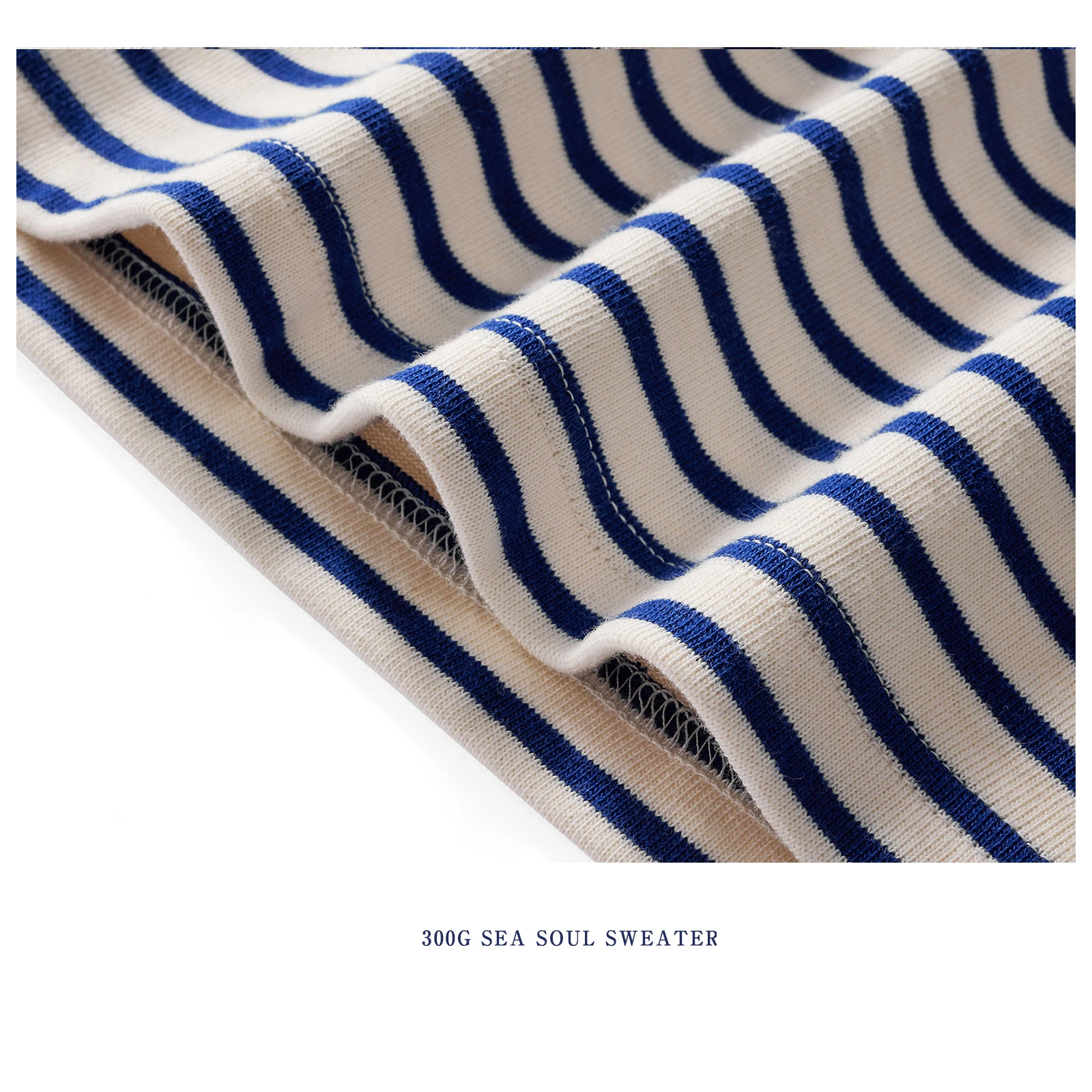 300G Heavyweight Winter Fall Fashion Premium Casual Loose Striped Sweatshirt Navy Sea Soul Style Retro Pullover Comfortable Tops