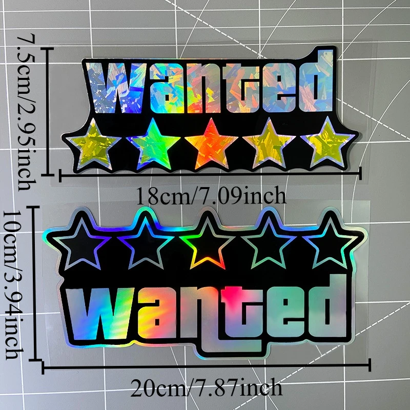 1PC Five Stars Wanted Motorcycle Stickers Waterproof for DIY Motorbike Helmet Box Scooter Body Car Window Universal Vinyl Decals