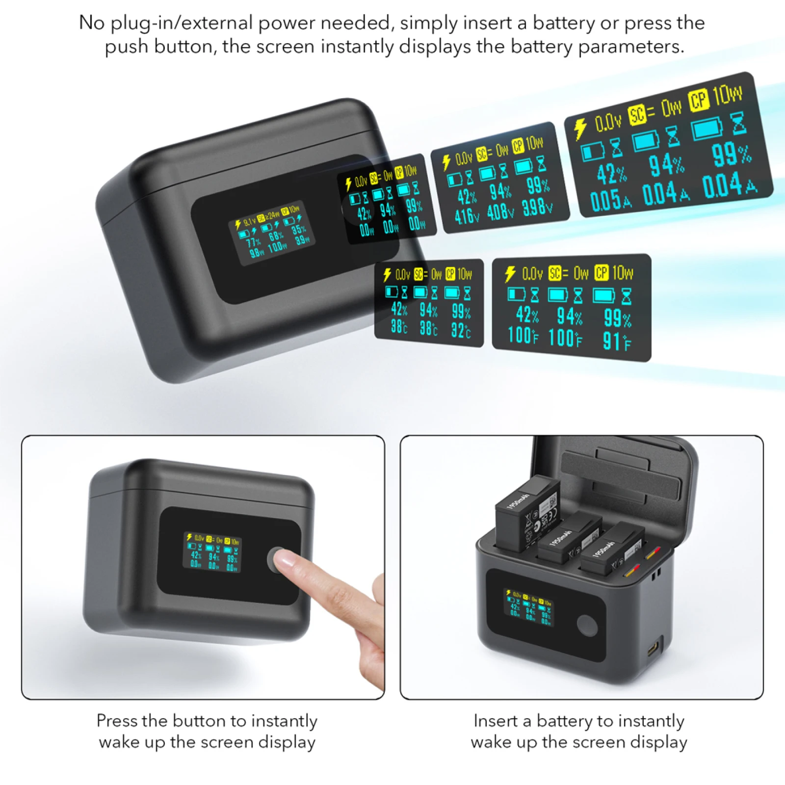 

Charging Box fFor DJI OSMO 360/Action6/5Pro/Action4/3 USB-C Charger Hub Charger Power Battery Accessories