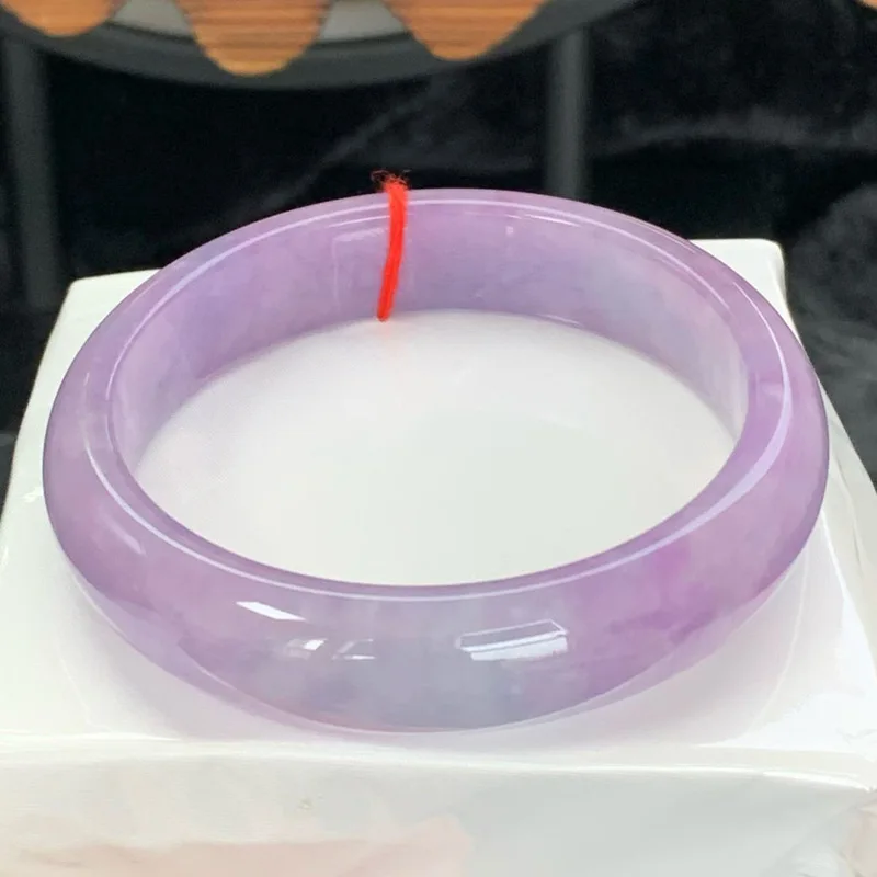 Violet Burmese natural large jadeite bracelet, first-hand jade bangle, ice-waxy texture