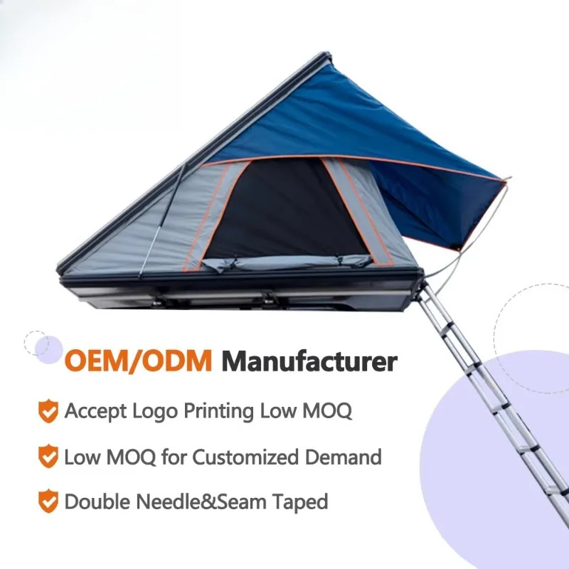 Waterproof Large Window Aluminum Hard Shell Rooftop Tent for 2 People Offroad 4WD Car Camping