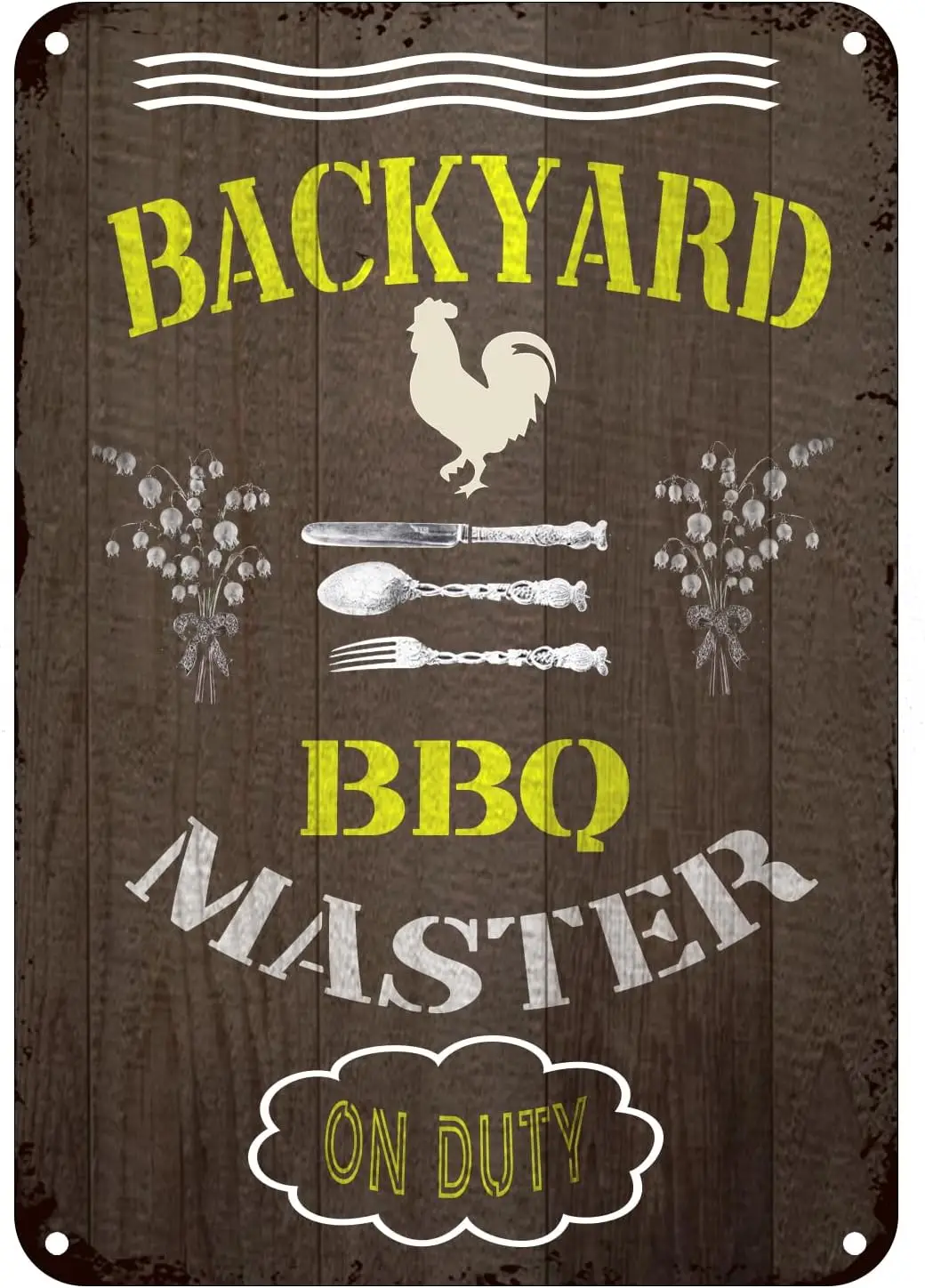 Backyard Bbq Master Metal Tin Sign, Vintage Plate Plaque Wall Home Signs Chicken Sign Kitchen Wall Art Decor 8 X 12 Inches sign