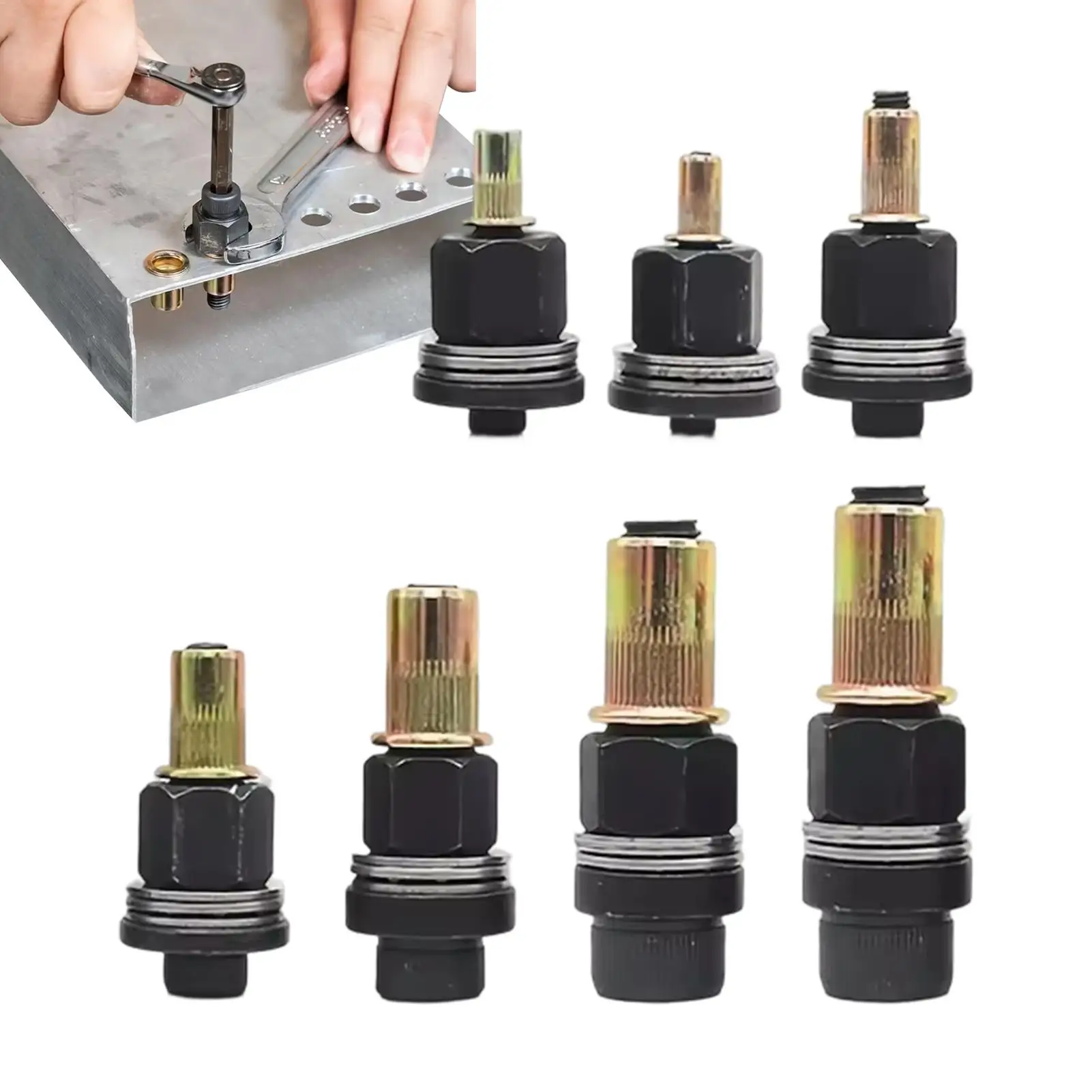 7PC/Bag Hand Rivet Nut Manual Riveter Tool Kit for Nuts M4M12 Simple Installation Set of Hand Riveting Accessories