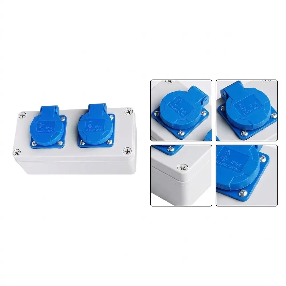 Waterproof Wall Power Distributor 16A 2 Gang EU For Schuko Socket Box IP54 Outdoor Industrial Construction Electrical Outlet ABS