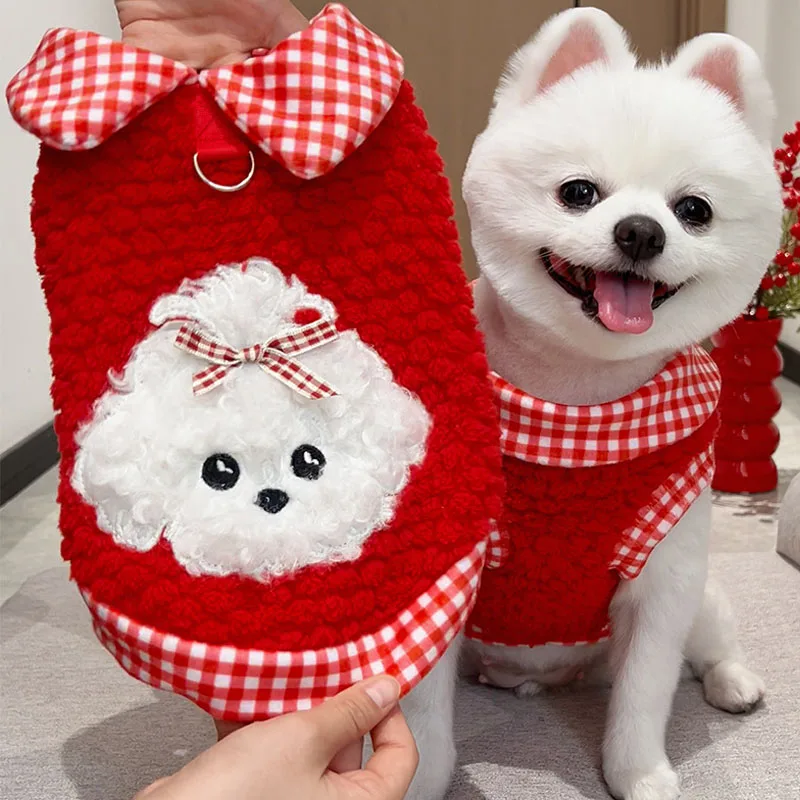 

Red Christmas New Year Clothing Pet Clothes Winter Fleece Dog Hoodie For Small Dogs Chihuahua Yorks Puppy Costume Sweatshirt XXL