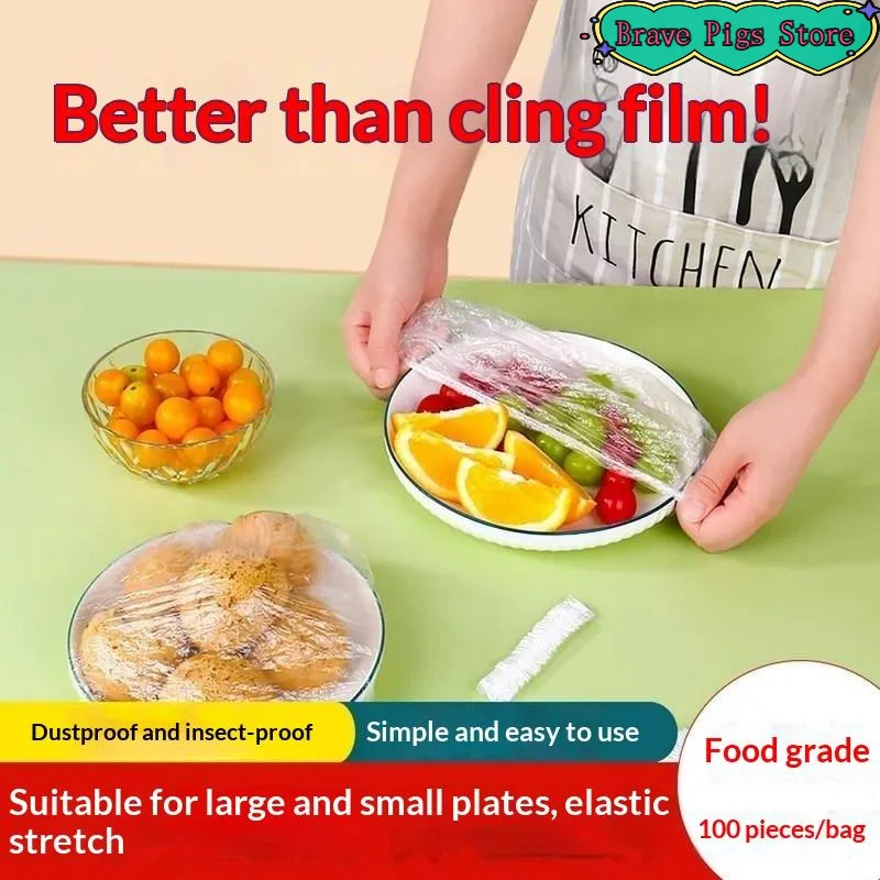 [HM]50/100 Pieces Disposable Food Grade Elastic Fresh Keeping Wrap Covers For Kitchen Food Storage Leftover Preservation[HM]