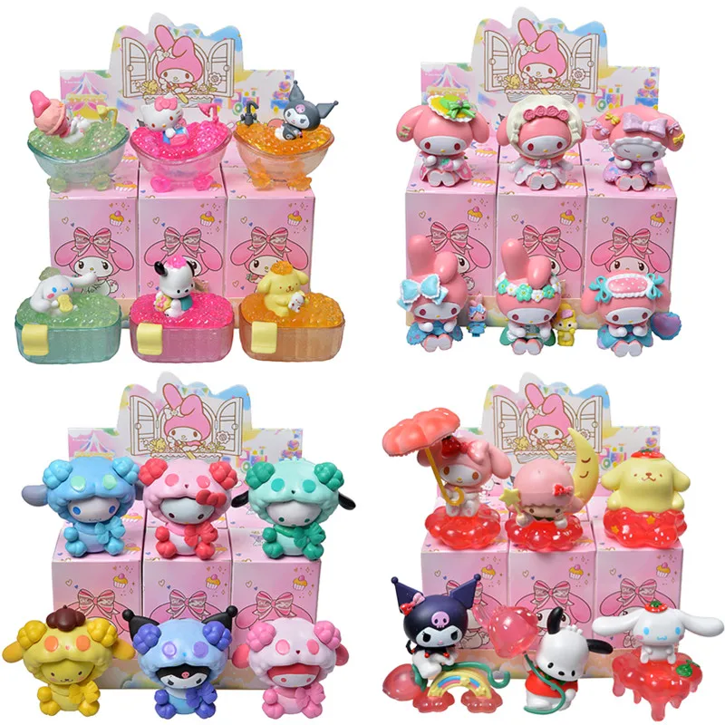 

6Pcs/Box Anime Sanrio Hello Kitty Kuromi Melody Figure Blind Box Desk Decoration Ornaments Toy For Children Christmas Gift