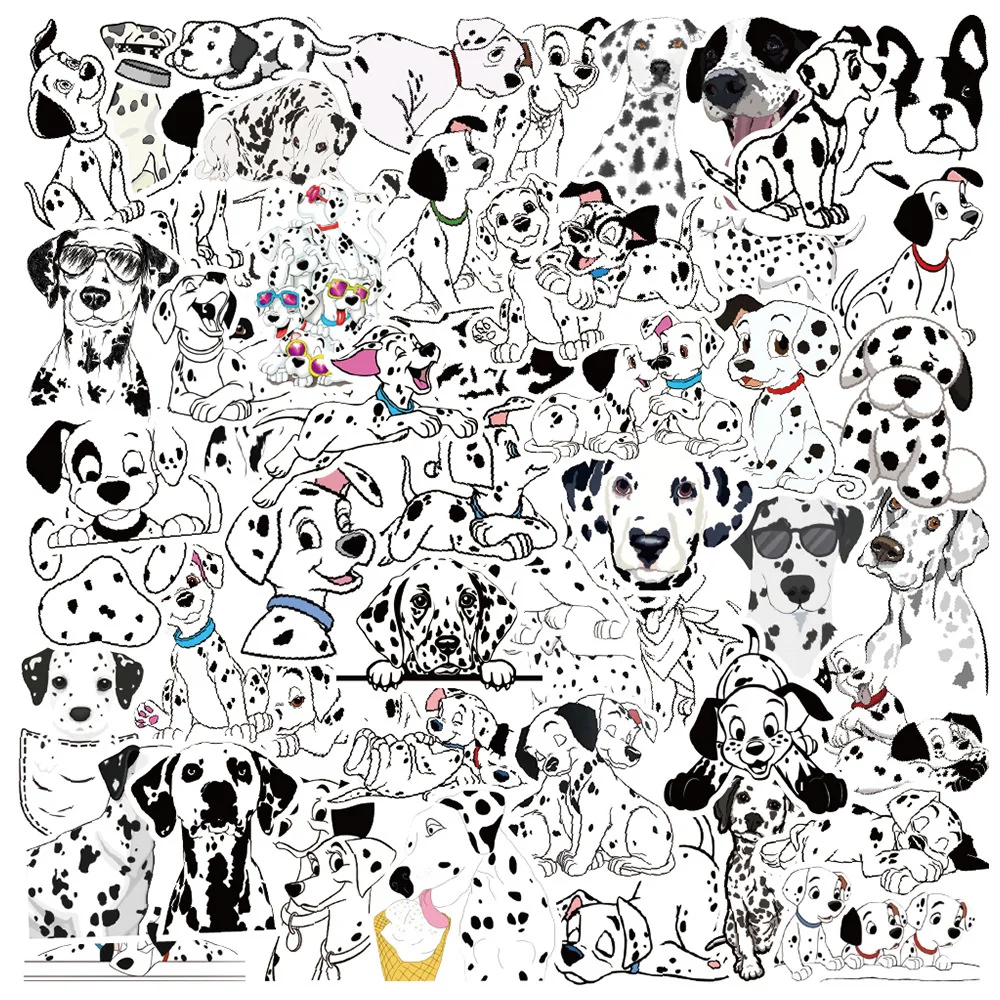 50PCS Cartoon Cute Dalmatian Pet Dog Stickers Children Toys Luggage Laptop iPad Skateboard Gift Stickers