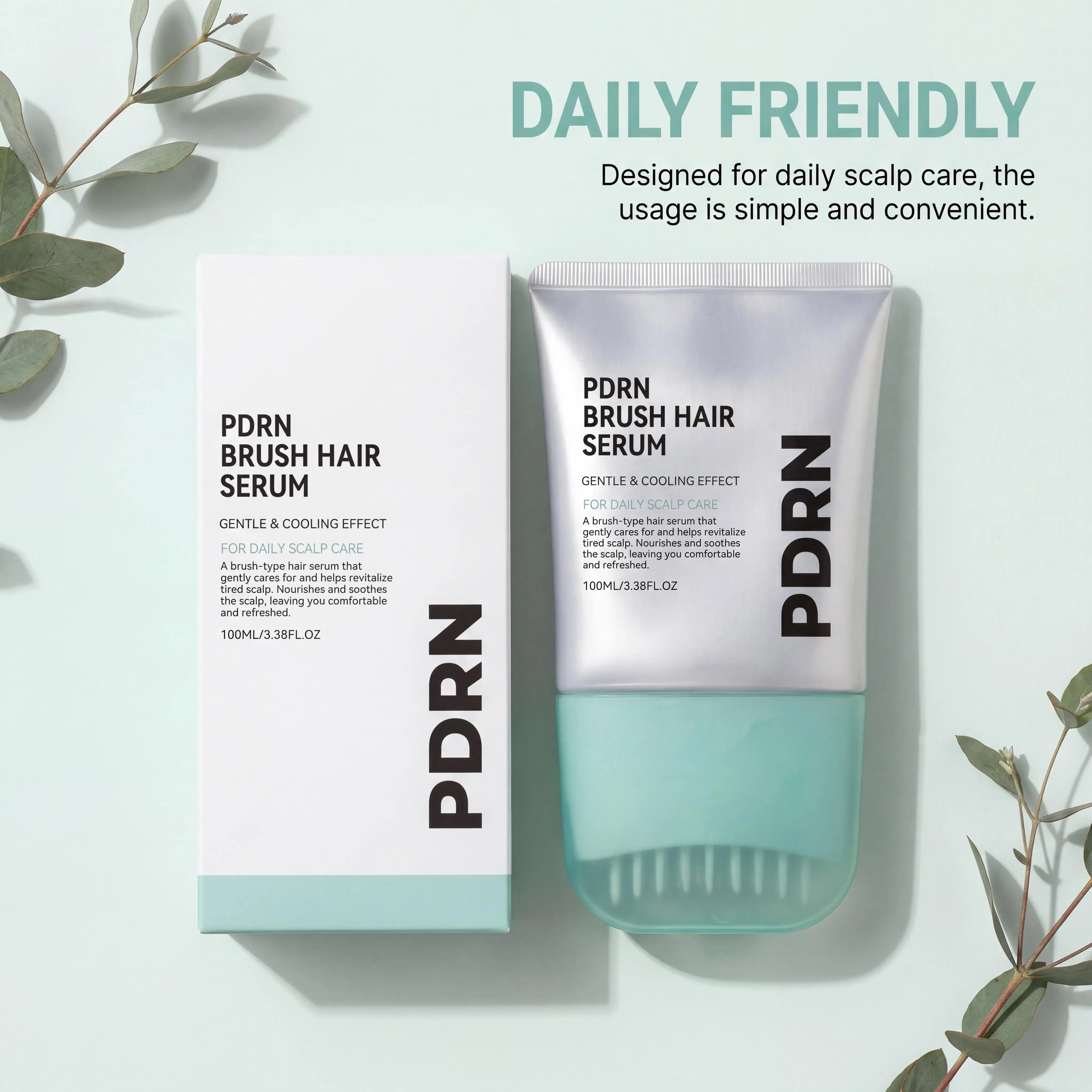 PDRN Hair Serum With Built-In Brush,Hair Root Strengthening Essence Nourishing Scalp Environment Daily Head Care Scalp Massager