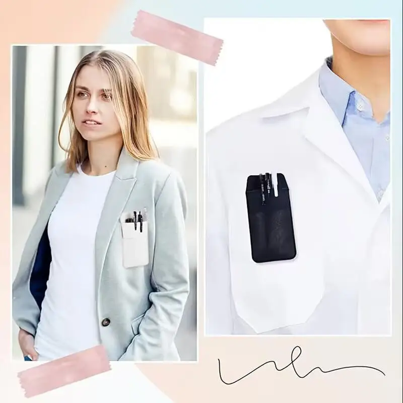 1 قطعة أكياس قلم رصاص من جلد البولي يوريثان للملابس جيب معاطف للأطباء والممرضات الموظفين مانعة للتسرب حقيبة أقلام الأعمال والمكتب والمدرسة حامل قلم