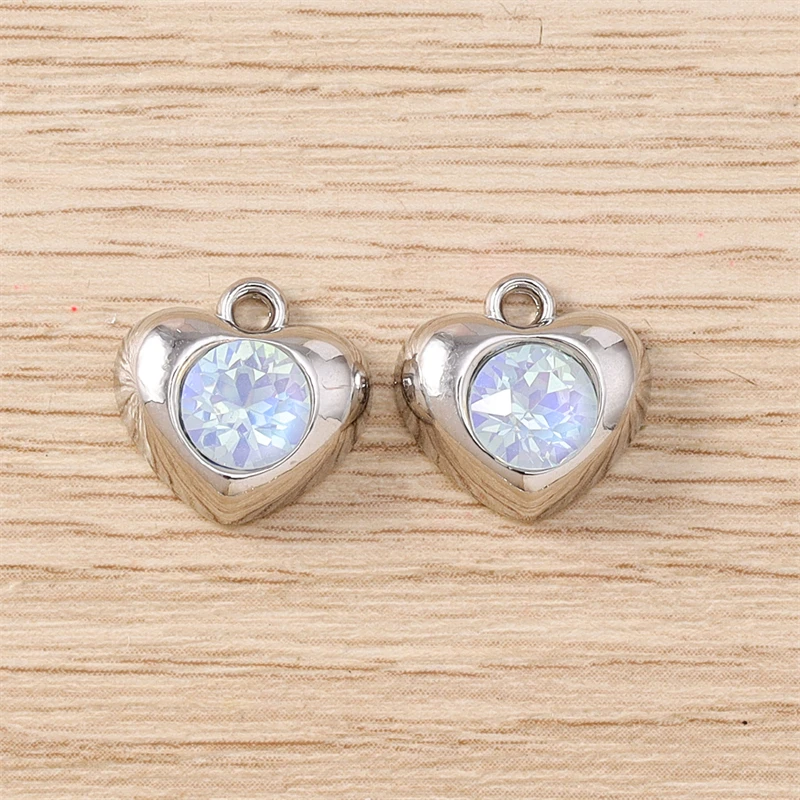 5 Stück 12x12mm Niedliche Kristall-Liebesherz-Anhänger für Schmuckherstellung, Halsketten, Ohrringe, Armbänder, Zubehör, DIY-Bastelarbeiten, Geschenk – Detail 7