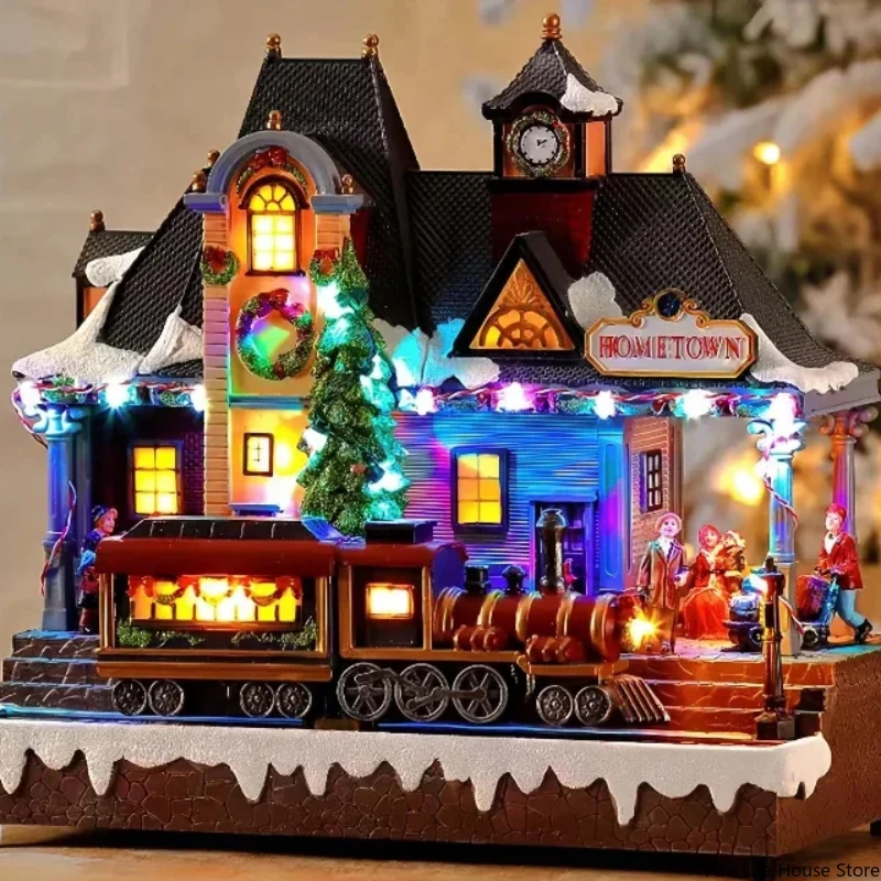 Christmas New Desktop Decorations Luminous Music House Scene Decoration Atmosphere Crafts Ornaments Children's Gifts Party Gifts