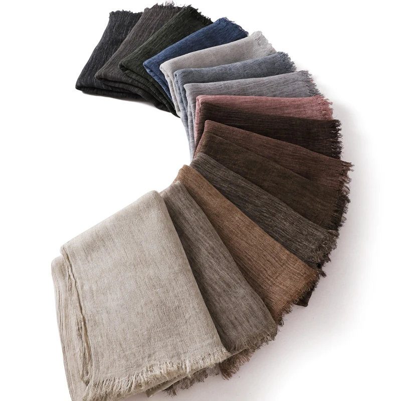 180*65cm Tie-dye Crinkle Rayon Hijabs für Frauen Muslimischen Schal Schals Plain Damen Atmungsaktive Stirnband Femme turban Ramanda – Detail 8