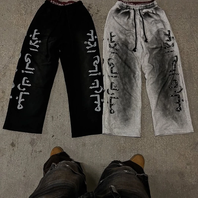 Stile High Street, design di nicchia, moda alla moda, pantaloni casual stampati con lettere, pantaloni versatili per lo shopping Instagram