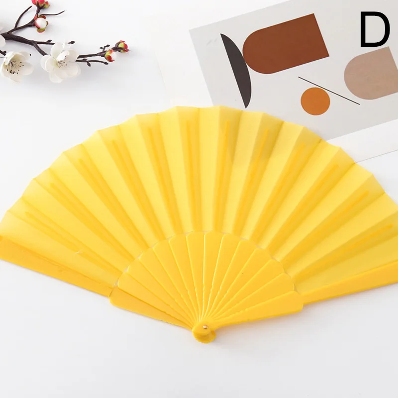 Plastic Bone Fan Chinese Style Dance Fan Pure Color Taichi Plain Morning Exercise Craft NEW Vintage Chinese Folding Fan for DIY