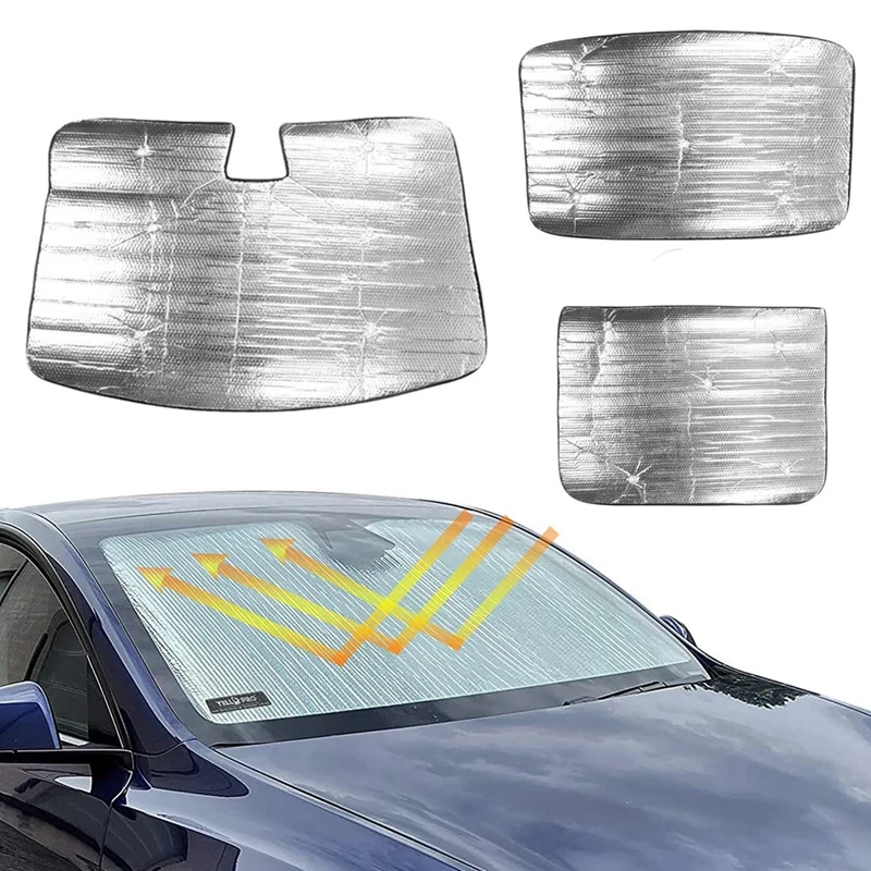 

3 шт. солнцезащитный козырек на лобовое стекло, для Tesla Model 3 2017-2021, солнцезащитный козырек на крышу, складной отражатель с защитой от УФ-лучей, солнцезащитный козырек