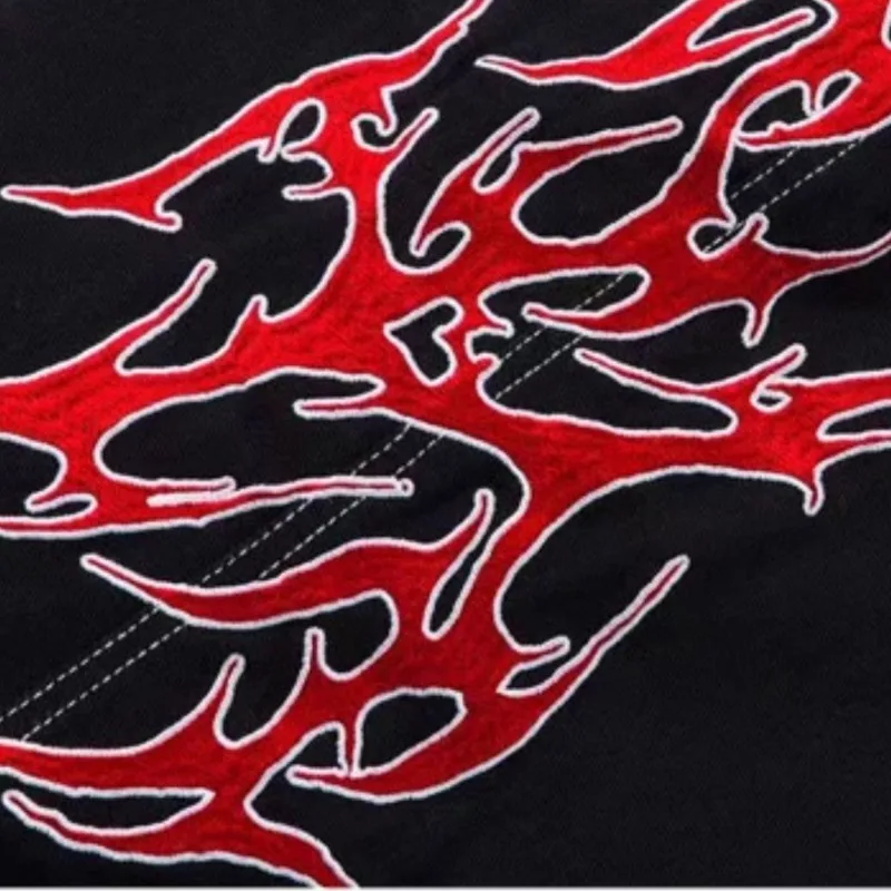 HKSH Jeans Bordir Duri Chic Desain Ceruk Retro Amerika Pasang Pria Baru Musim Semi Musim Panas Celana Longgar Lurus Kasual Ins HK5812