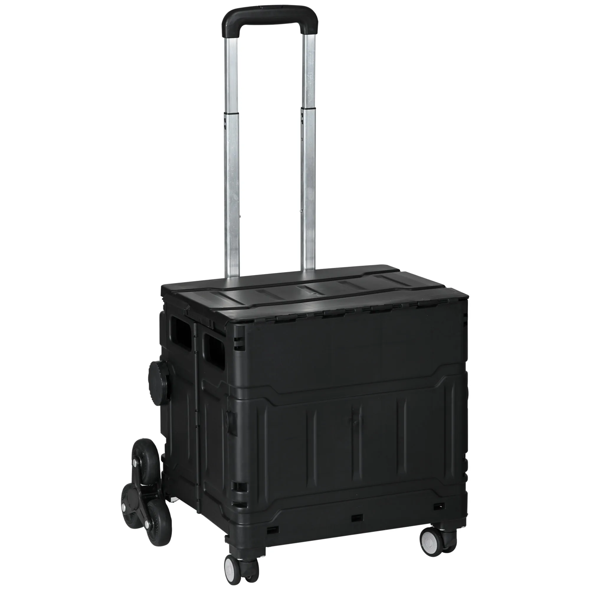 HOMCOM shopping cart with 4 wheels capacity 35L 48x43x95 cm black