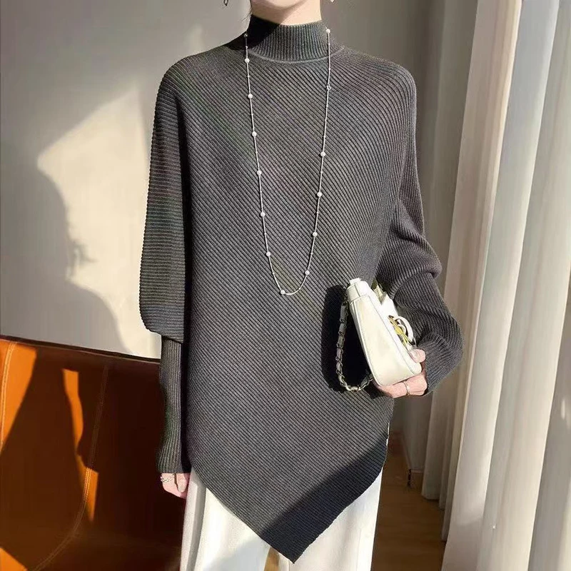 

Лидер продаж, осенне-зимний кашемировый свитер с рукавами «летучая мышь», женский кашемировый свитер с воротником-стойкой, повседневный вязаный женский свитер