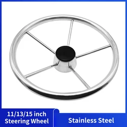 Alastin 11/13/15 Inch Boat Stainless Steel Steering Wheel Mirror Polished Steering Wheel For Marine Yacht Boat Accessories