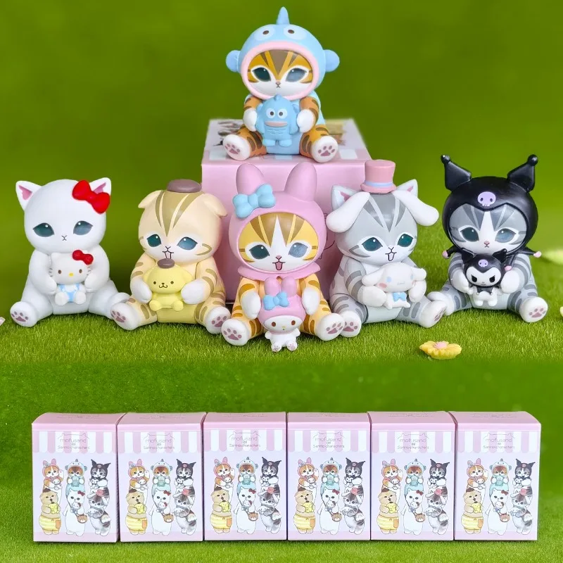 

Cartoon Kuromi Pom Purin Hello Kitty Cinnamoroll Melody Mofusand Cute Cat COS Dressing Anime Blind Box Toys Collect Kids Gifts