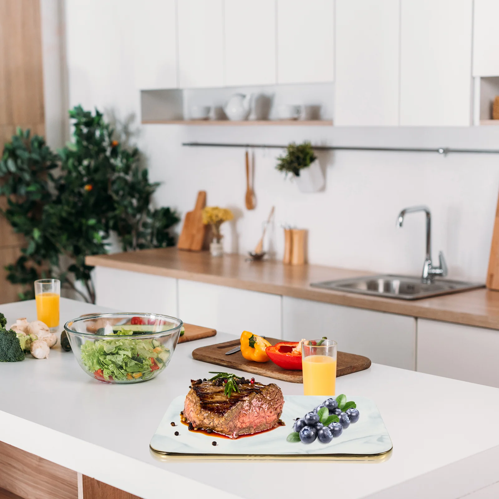 

Marbling Cutting Board Marble Tray Practical Kitchen Accessory Multi-Function Household Chop Board Cake Serving Food Tray