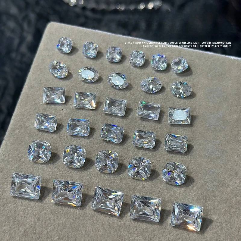 2Pcs Clear Sugar Zircon Nail Charms, Luxury High‑Carbon Sparkly Rhinestones for DIY Manicure Nail Art Accessories