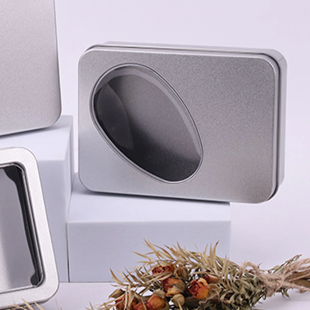 

4Pcs Reusable Cookie Tins Small Boxes Clear Window Tinplate Jar Gift Christmas Biscuit Storage ganizer