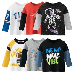 Children Boys Clothing Toddler Kids Long Sleeves T-shirts for Girl Boy Tops Tees Baby Astronaut Dinosaur T Shirt Casual Clothes