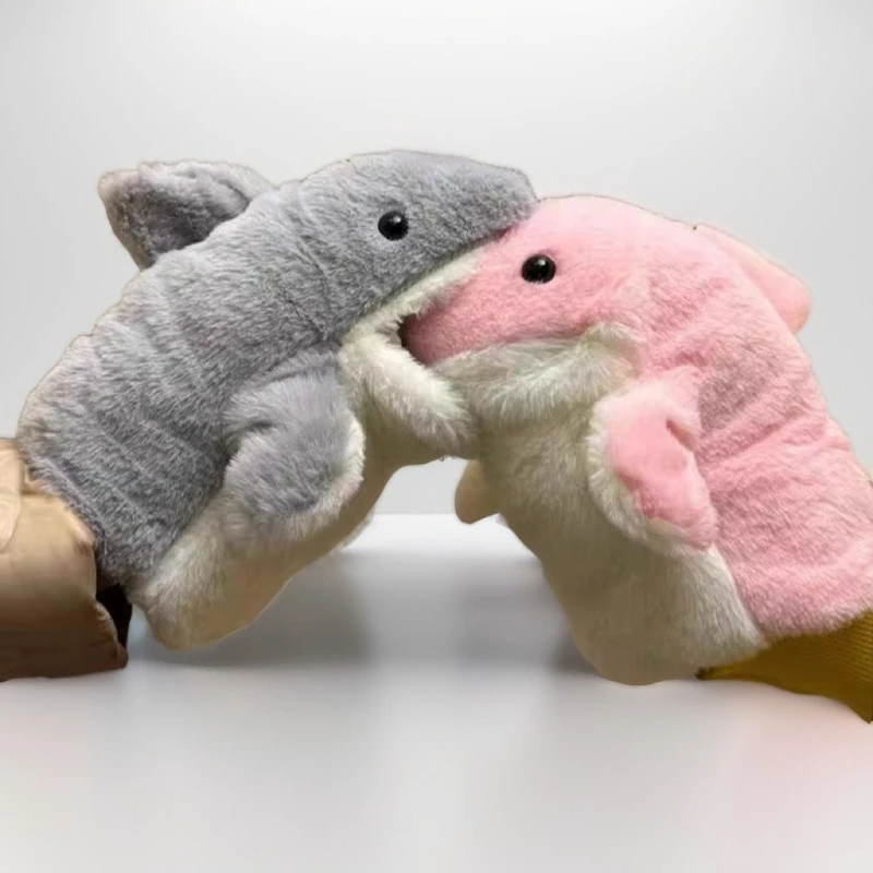 Rosa, blauer Hai, Plüschtier, süßes Paar, Hai-Handpuppe, Gute-Nacht-Geschichte, Leistung, Handpuppe, Kind, Aufklärung, Puppe, Kind, Geschenk