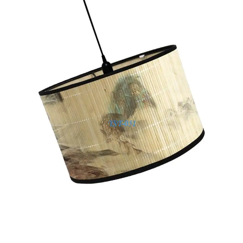 E15A Bamboo Lampshades Wall Light Cover Table Light Shade Bird Pattern Decorative Lighting Accessories Easy to Install