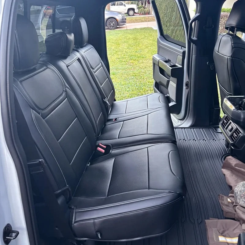 High Quality Synthetic Leather Full Seat Covers Fit 2001-2026 F150 F250 F350 F450 CrewCab SuperCrew Pickup Truck Protector