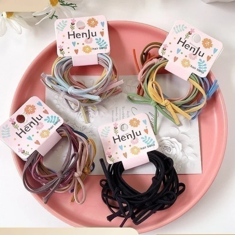 red cute basic 6-color set hair hair band high elastic simple leather band female Korean version hair accessories headdress