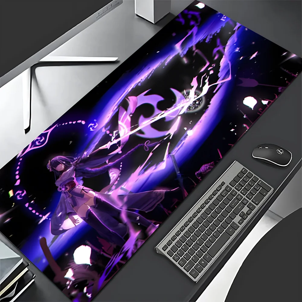 Genshin Impact Raiden Shogun Mousepad Mouse Pad Laptop Gaming Accessories Mousepad Large Desk Mat Computer Gamer Keyboard Rug