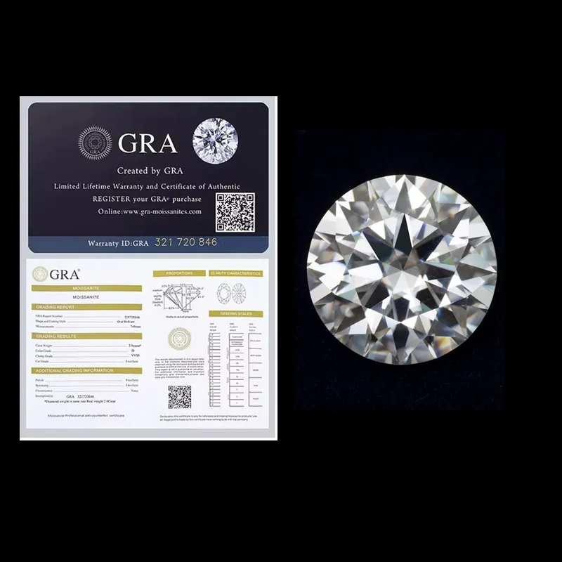 

Moissanite Diamond D Color Round Cut Lab Created Gemstone DIY Ring Necklace Earrings Main Materials With Report