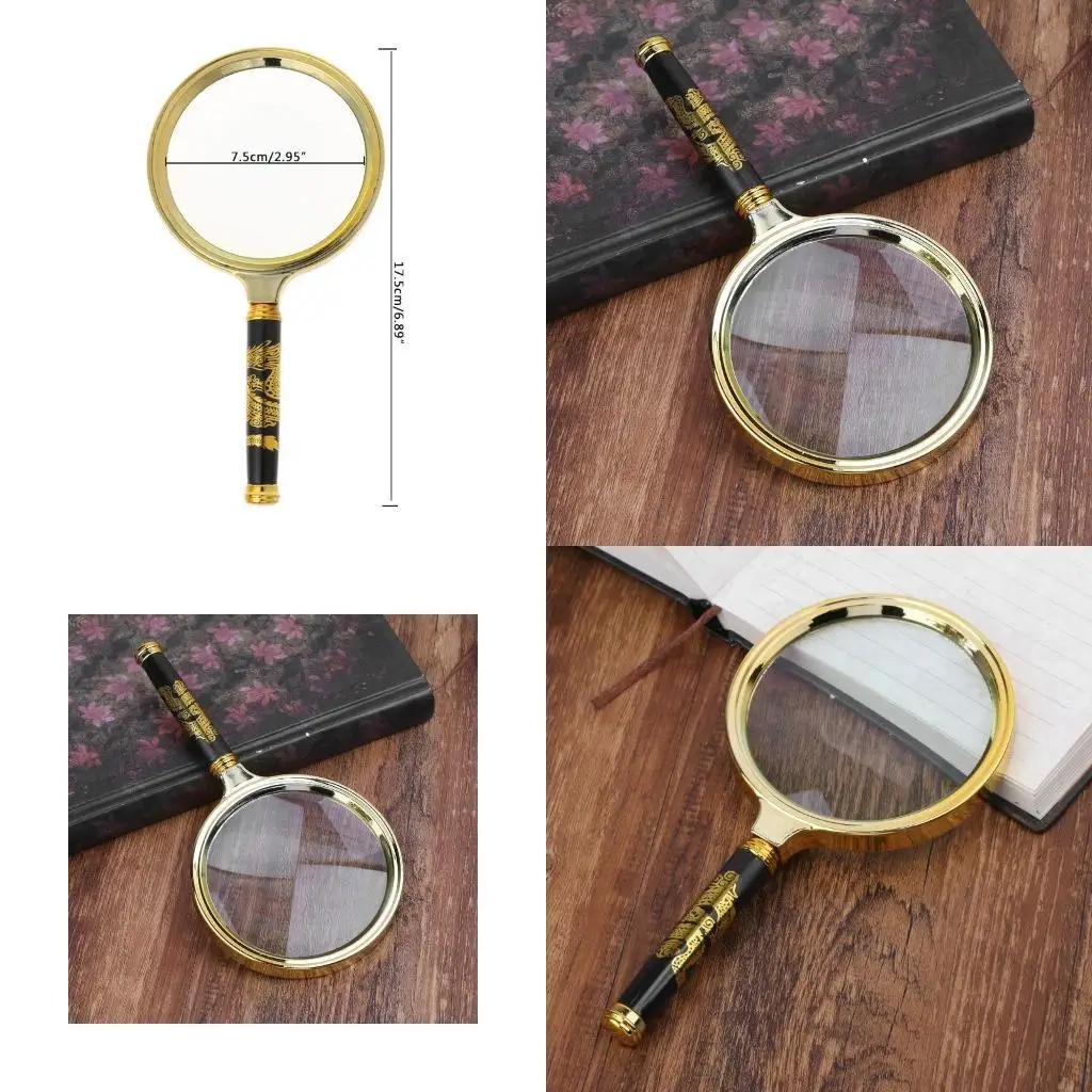 

R9UF Glass 10X Handheld Reading Magnifier 90MM Large Lens with Non-Slip Soft Handle Newspaper Reading