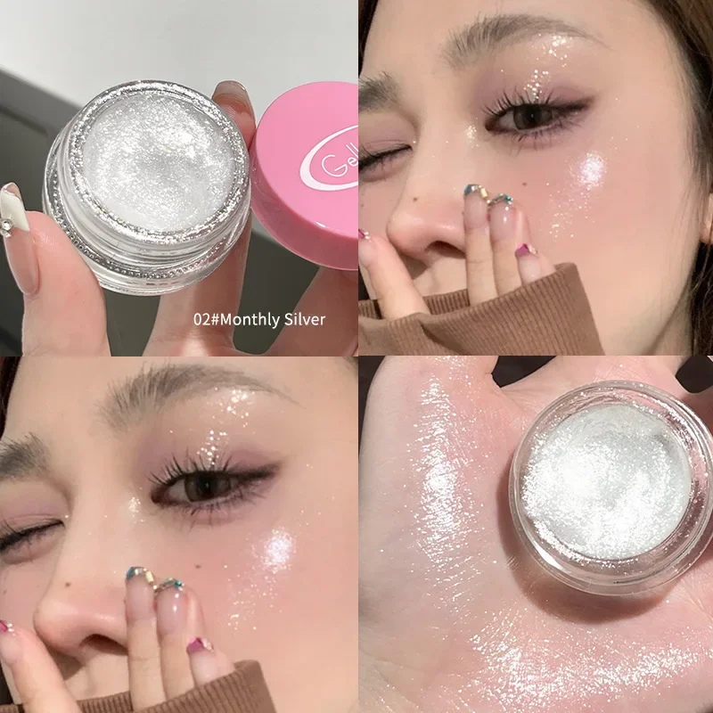 Gel resaltador monocromático, sombra de ojos, ilumina la polarización, polvo de hadas, brillo, luz de agua, contorno, cara, cuerpo, maquillaje de ojos