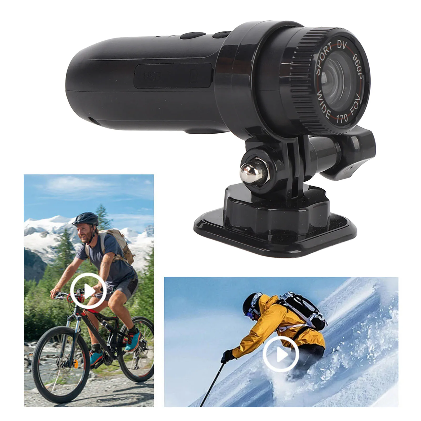 كاميرا فيديو DV للدراجة مدمجة بزاوية واسعة 170 درجة محمولة IP67 مقاومة للماء 1280X960 كاميرا DV رياضية متعددة الاستخدامات للخوذة #1