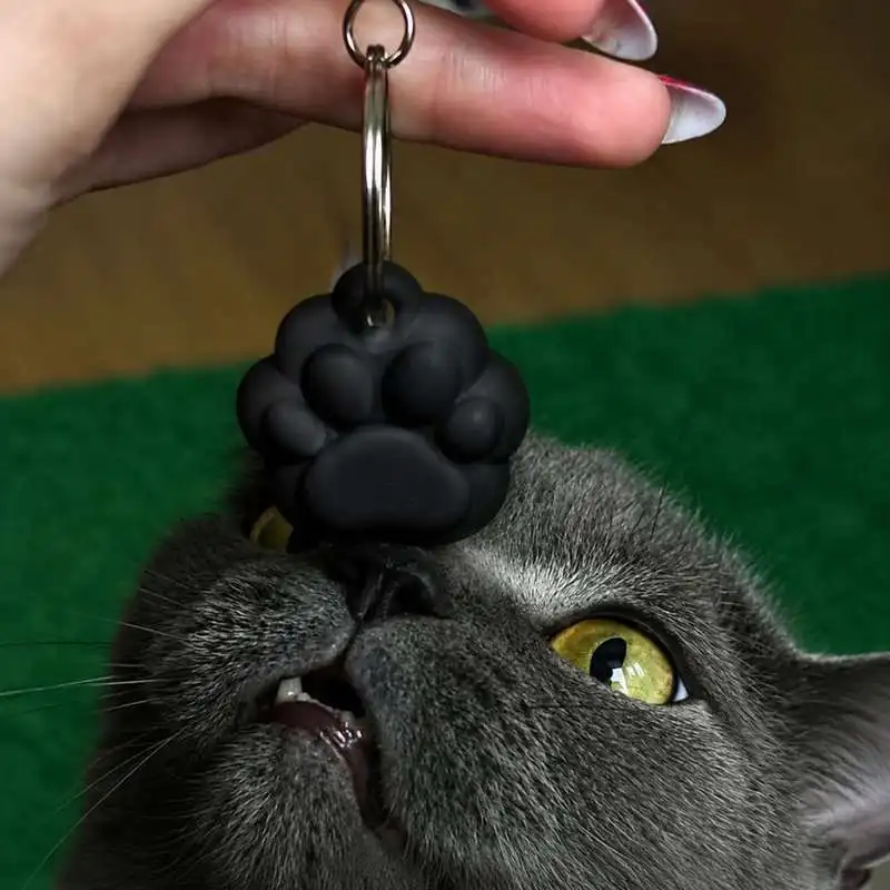 Cute Paw Print Keychain Cat Paw Shaped Key Ring Portable Bag Hanging Decor Small Daily Carry Ornament