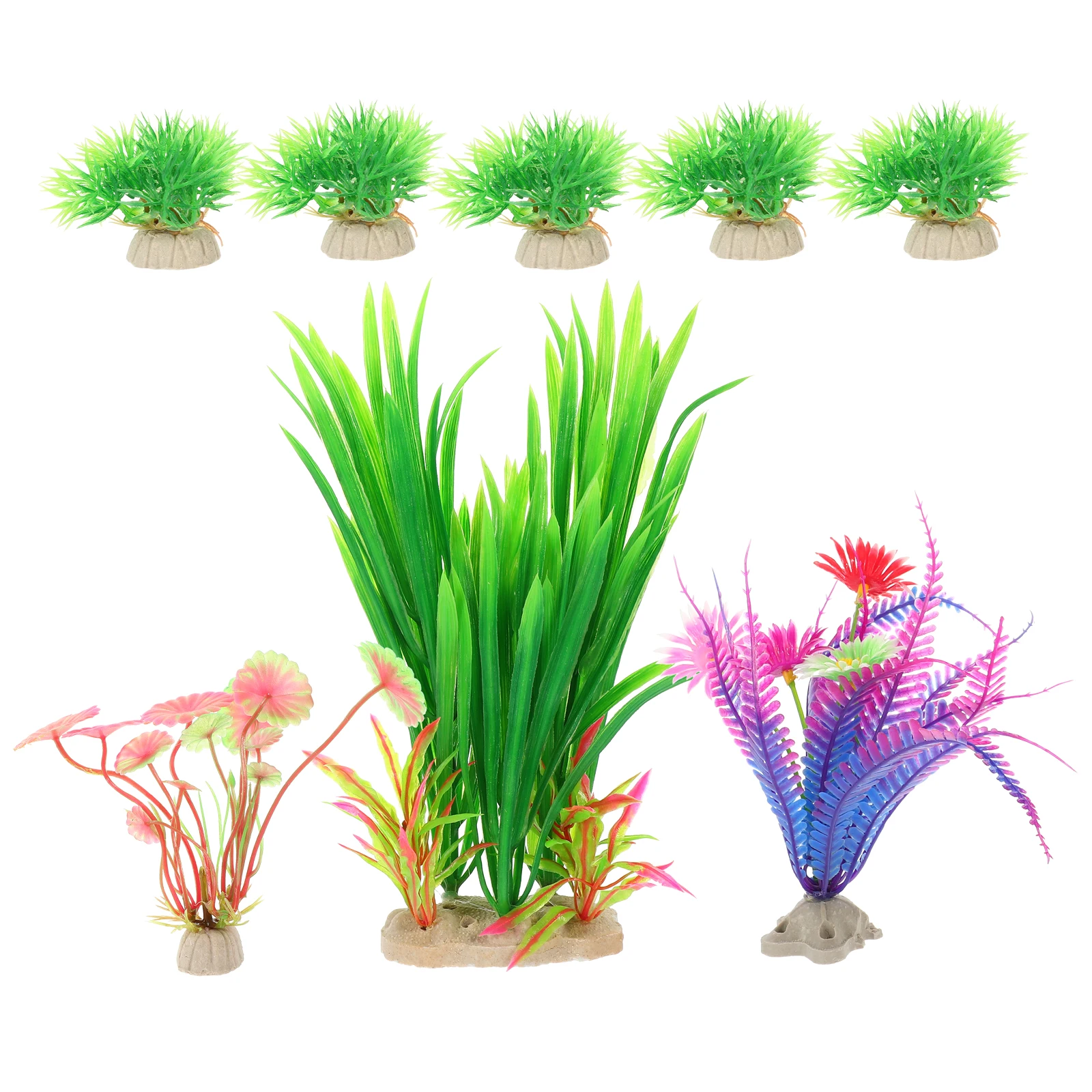 

8pcs Aquarium Plants Decoration Fish Tank Hideout Realistic Plastic Aquatic Landscape Prop Accessories Pet Supplies