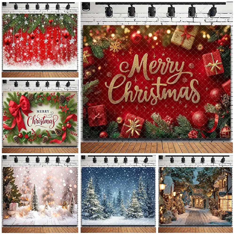 

2026 Merry Christmas Winter Alley Backdrop Family Party Decorations Xmas Performance Background Baby Shower Supplies Photo Props