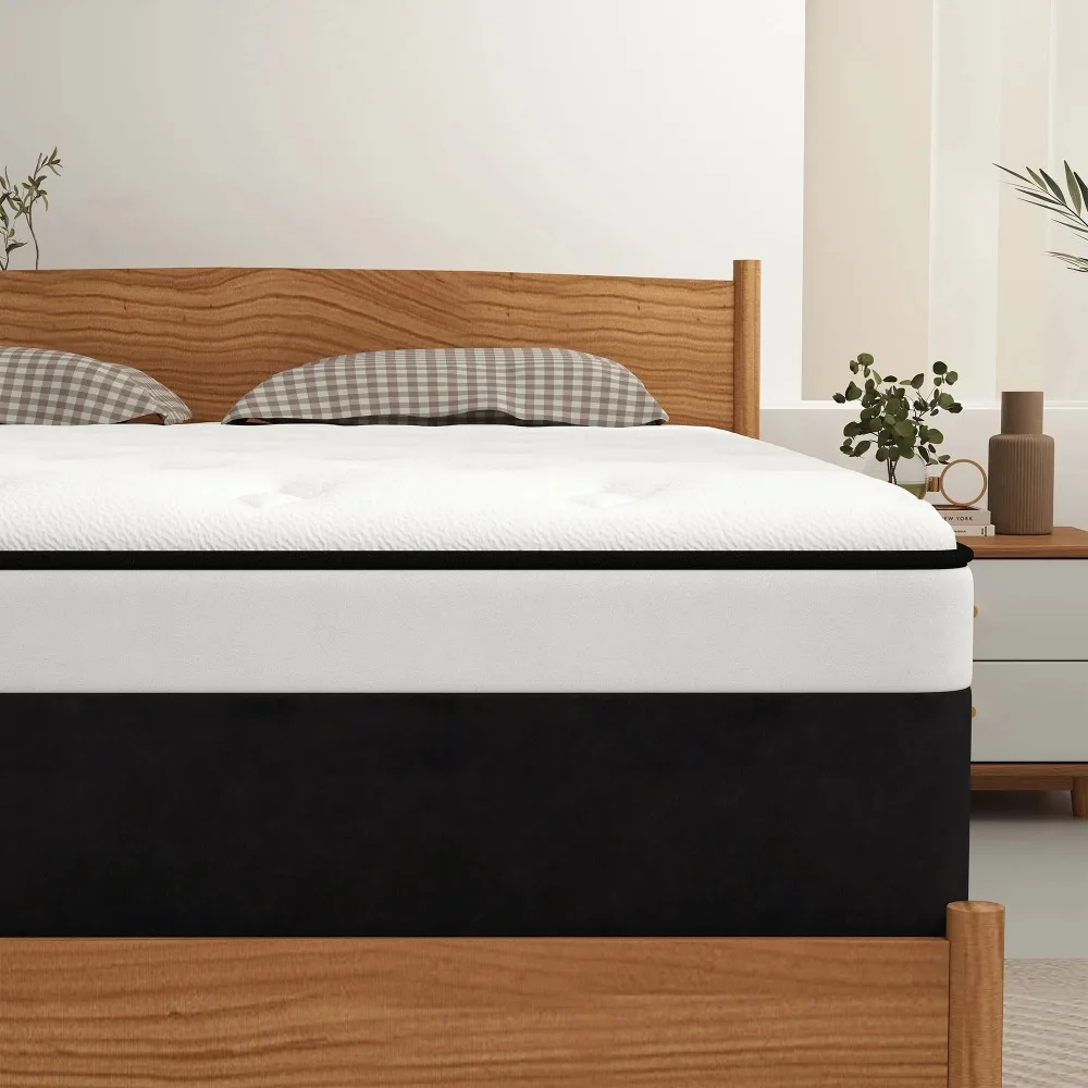 

Twin 10 inch Hybrid Memory Foam Mattress in a Box Medium Firm Soft and Breathable, Twin Size