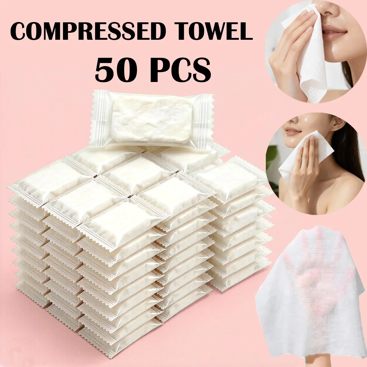 

50Pcs Disposable Compressed Towel Portable Individually Packaged Travel Towels Thickened Face Cleansing Towel Fiber Plants