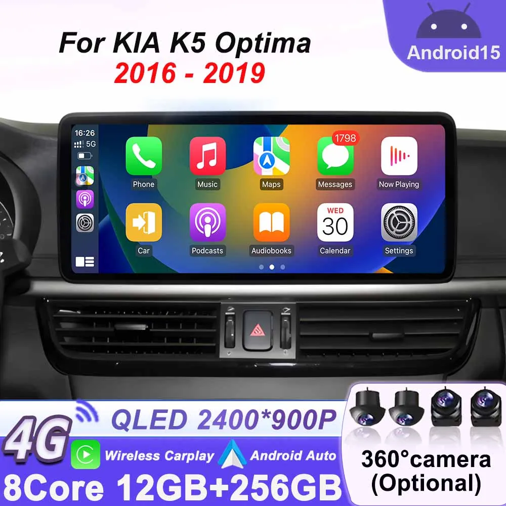Navigation GPS Bluetooth Stereo WIFI 4G Car Android 15 for KIA K5 Optima 2016 - 2019 Car Radio Video Player Multimedia Head Unit