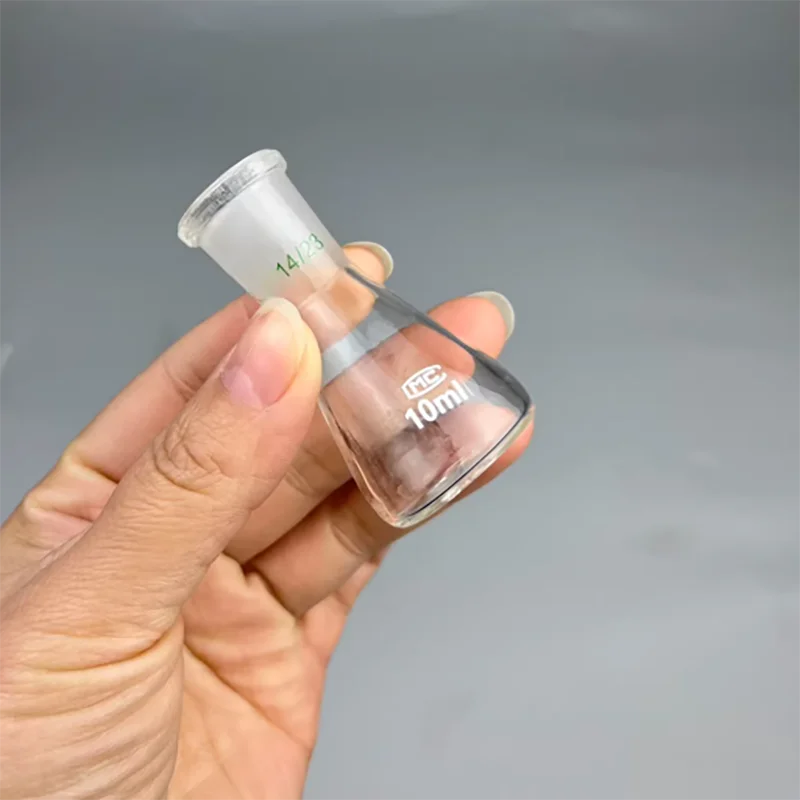(Pack of 2) Glass Erlenmeyer Flask 10ml Thickened High Temperature Resistant Heatable Glass Standard Ground Mouth 14#