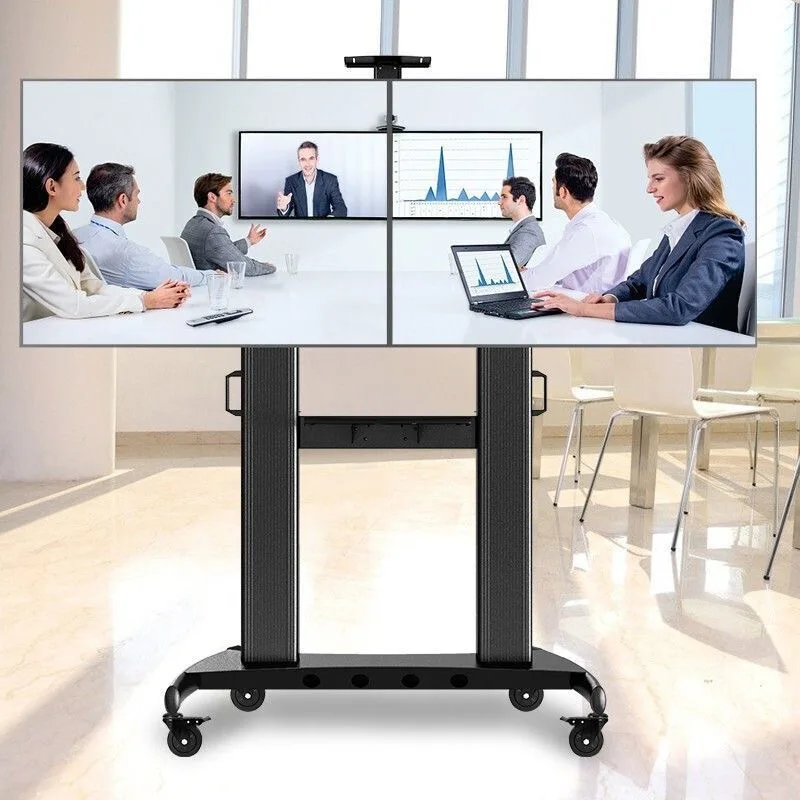 Support de télévision Mobile pour chariot en alliage d'aluminium, couteau Milwaukee vidéo Mobile d'épissure à double écran pour TV LCD R134a