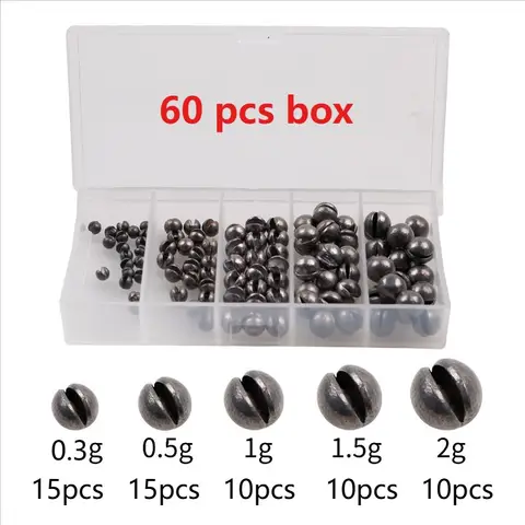 60/120pcs box Bite Lead Set Double-Opening Bite Lead with 5 Versatile Sizes Oval Lead Raft Fishing Clips Fishing Tackle Lead