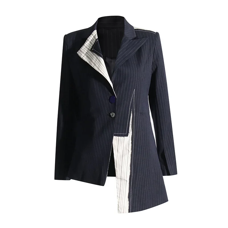 

SuperAen Fashion Women's Blazer 2023 Autumn New Niche Splicing Contrast Design Blazer Women