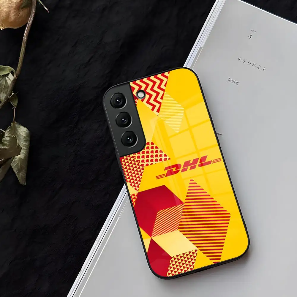 Simples dhl express etiqueta caso de telefone vidro para samsung galaxy s21 s25 s22 s20 s24 s23 ultra fe plus a16 a34 a54 a24 coque